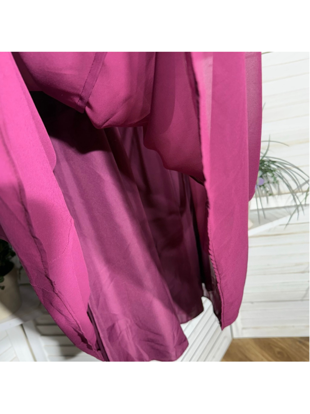 Vintage Y2K Alfred Angelo skirt chiffon burgundy maxi full swing elastic waist S - Picture 4 of 10